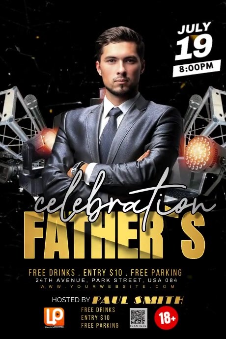 Black Maximalist Father`s Urban Party Poster template